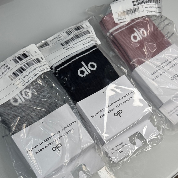 ALO Yoga Accessories - ALO Yoga Women's half crew Socks - Black, Gray, and Pink bundle